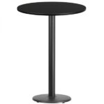 Stiles 30'' Round Black Laminate Table Top with 18'' Round Bar Height Table Base