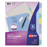 Insertable Big Tab Plastic 2-Pocket Dividers, 8-Tab, 11.13 x 9.25, Assorted, 1 Set