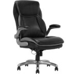 Serta Smart Layers Brinkley Ergonomic Bonded Leather High-Back Executive Chair, Black/Silver