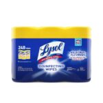 Lysol Disinfecting Wipes, Lemon & Lime Blossom Scent, 7" x 8", 80 Wipes Per Canister, Case Of 3 Canisters